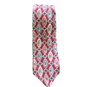 Savvy Neck Tie Silk Geometric Design Burgundy Teal Business Professional Formal